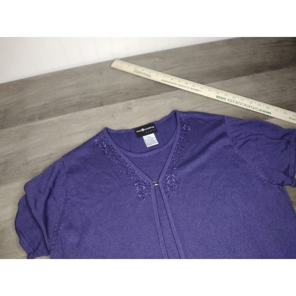 Sag Harbor purple top with attached cardigan look - Picture 4 of 11